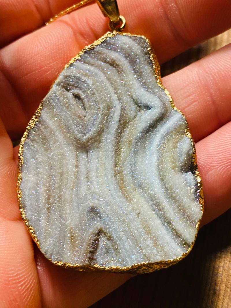 Gold Druzy Kristall Halskette - Rohstein Heilung Anhänger von JustBeadItByDrue