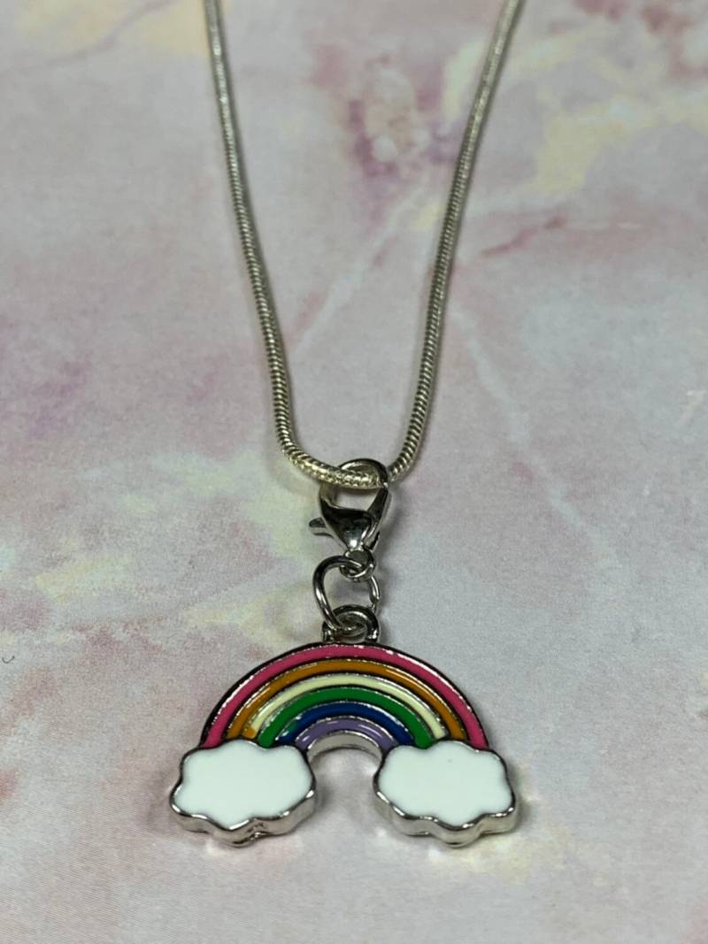 Regenbogen Charm Halskette - Silber Schmuck von JustBeadItByDrue