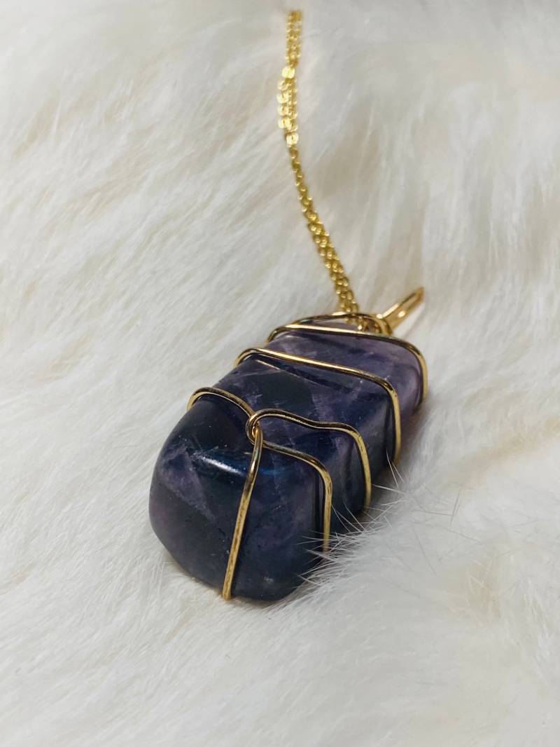 Rohe Amethystkristallhalskette Lila Quarzcluster, Heilstein von JustBeadItByDrue