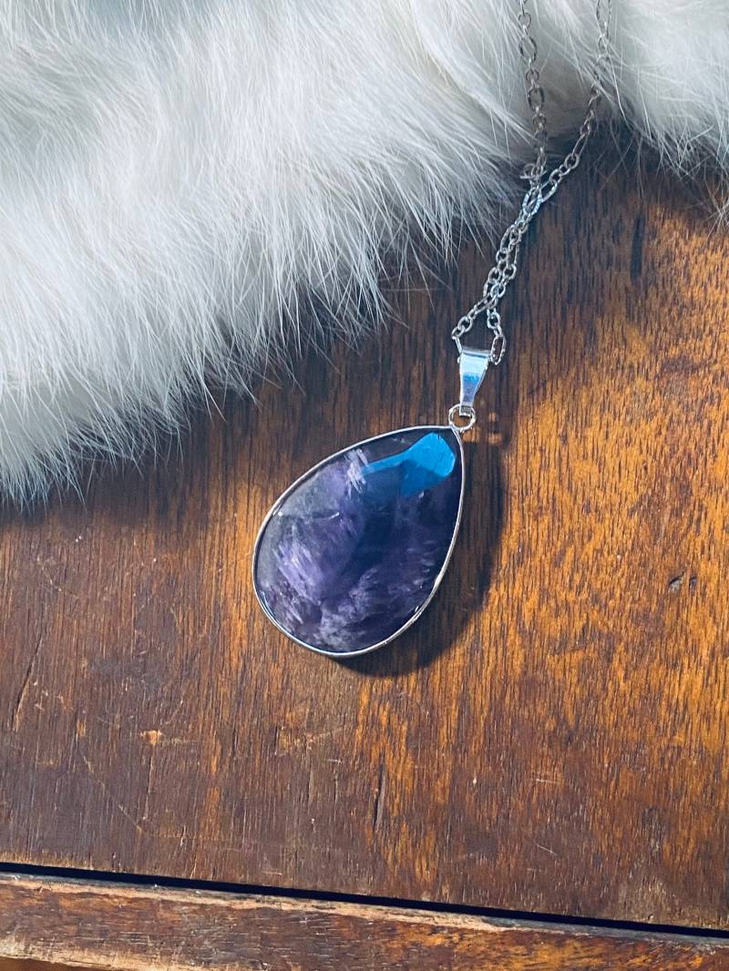 Roher Amethyst Kristall Anhänger Halskette - Heilstein von JustBeadItByDrue