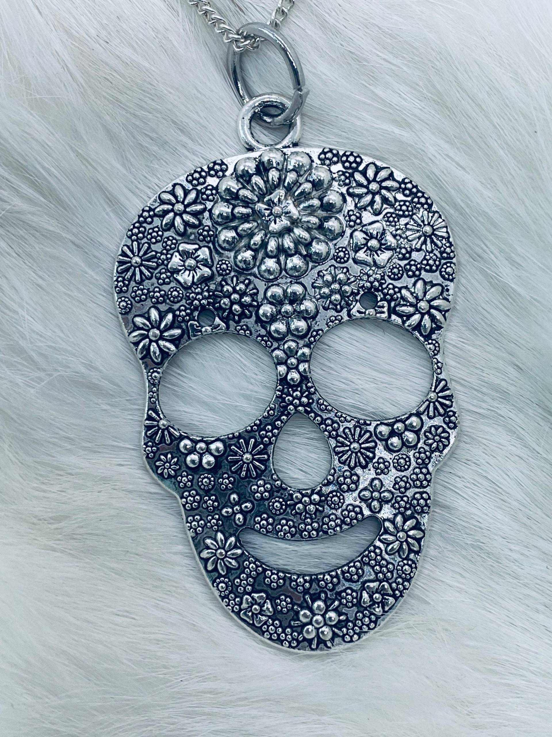 Schädel Anhänger - Silberschädel Sterling Silber Halskette Justbeaditbydrue von JustBeadItByDrue