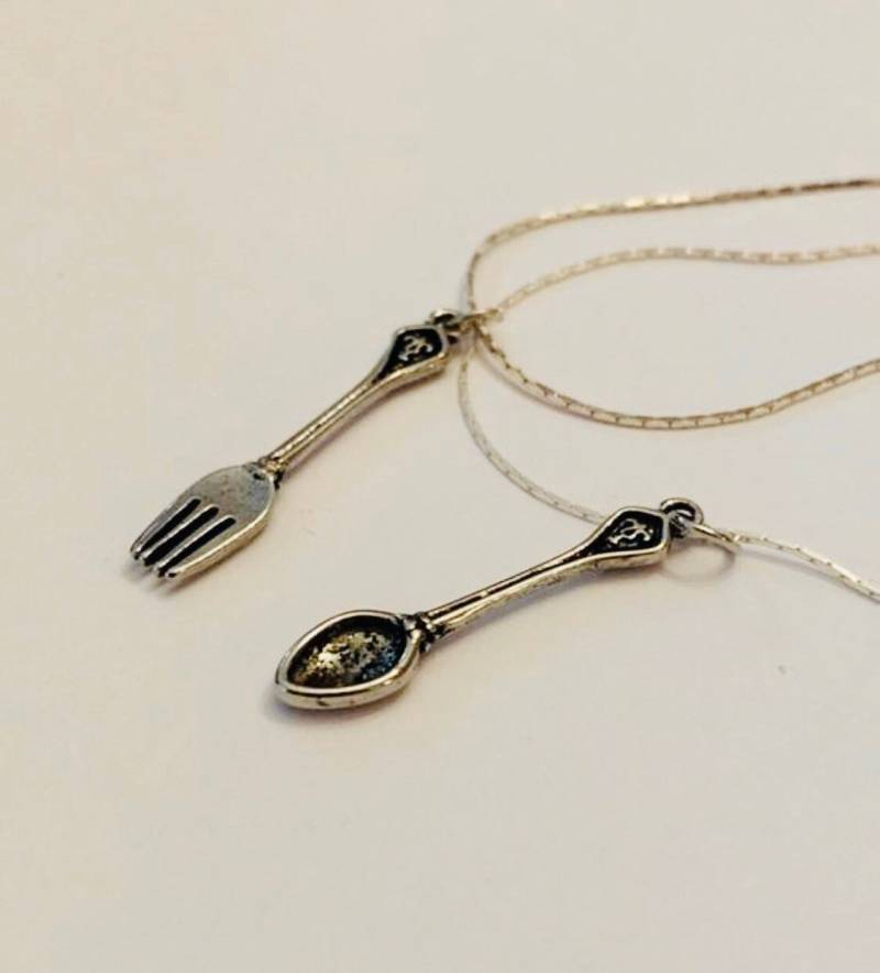 Silber Gabel & Löffel Halsketten - Best Friend Besteck Schmuck von JustBeadItByDrue