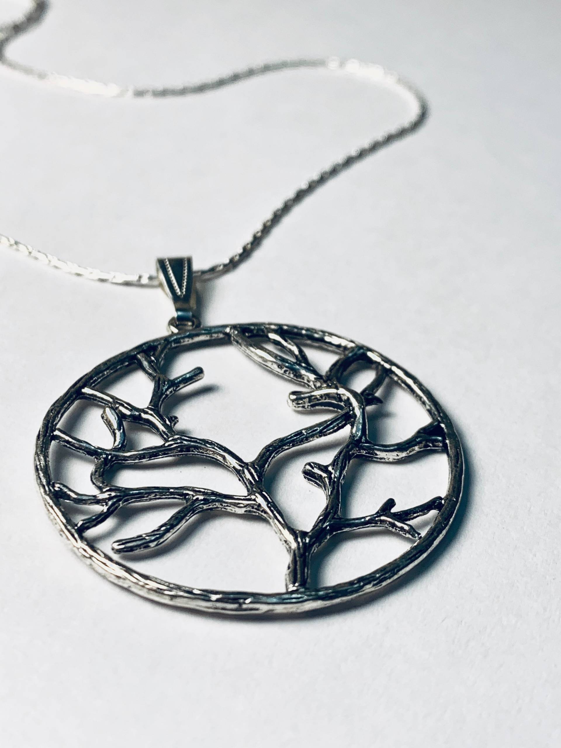 Sterling Silber Baum Des Lebens Halskette Stammbaum Anhänger von JustBeadItByDrue