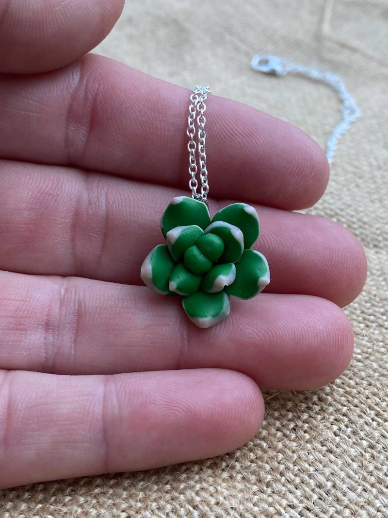 Sukkulenten Anhänger Silber Charm von JustBeadItByDrue