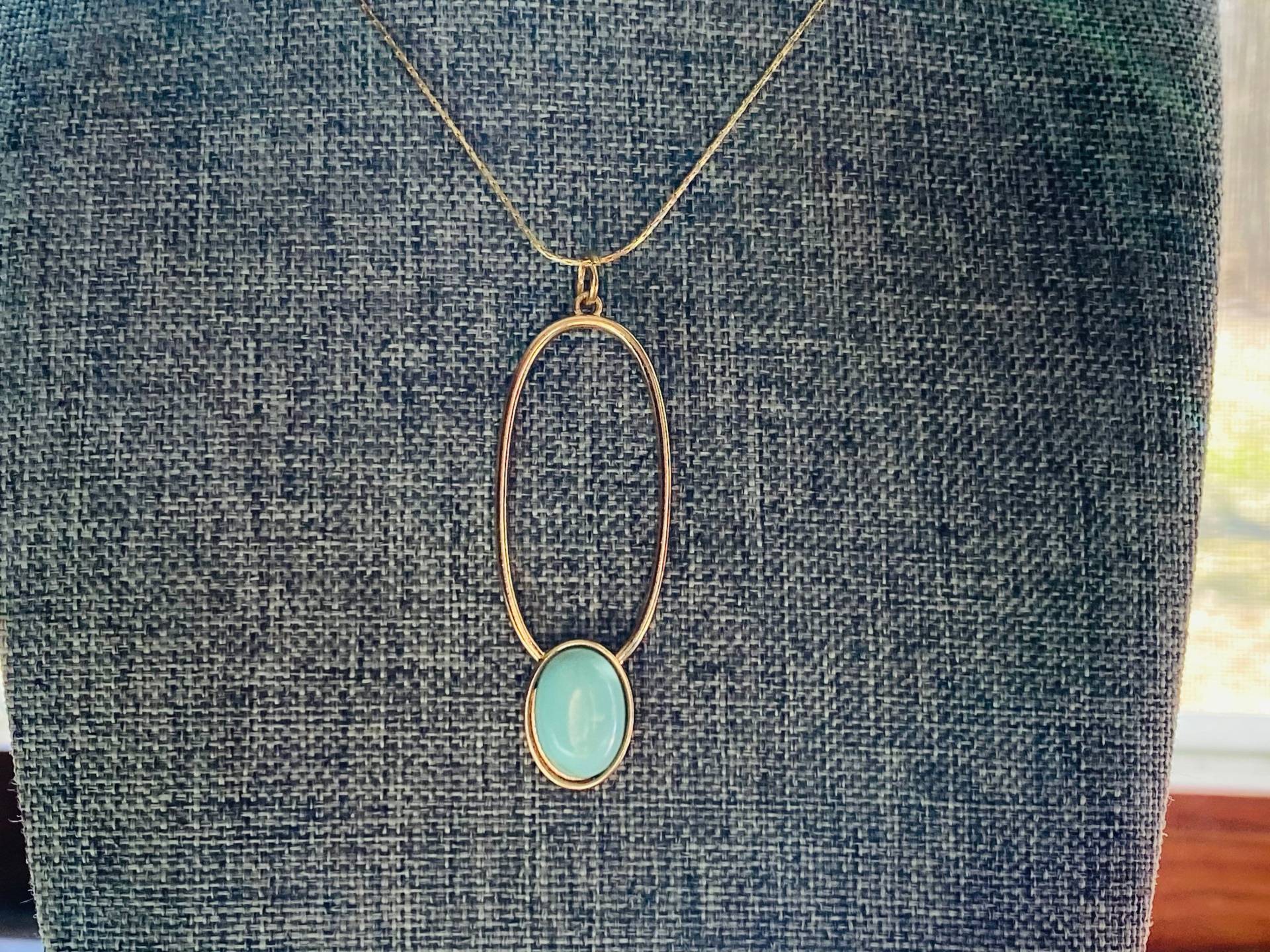 Türkis Tropfen Kette Gold Boho Anhänger von JustBeadItByDrue