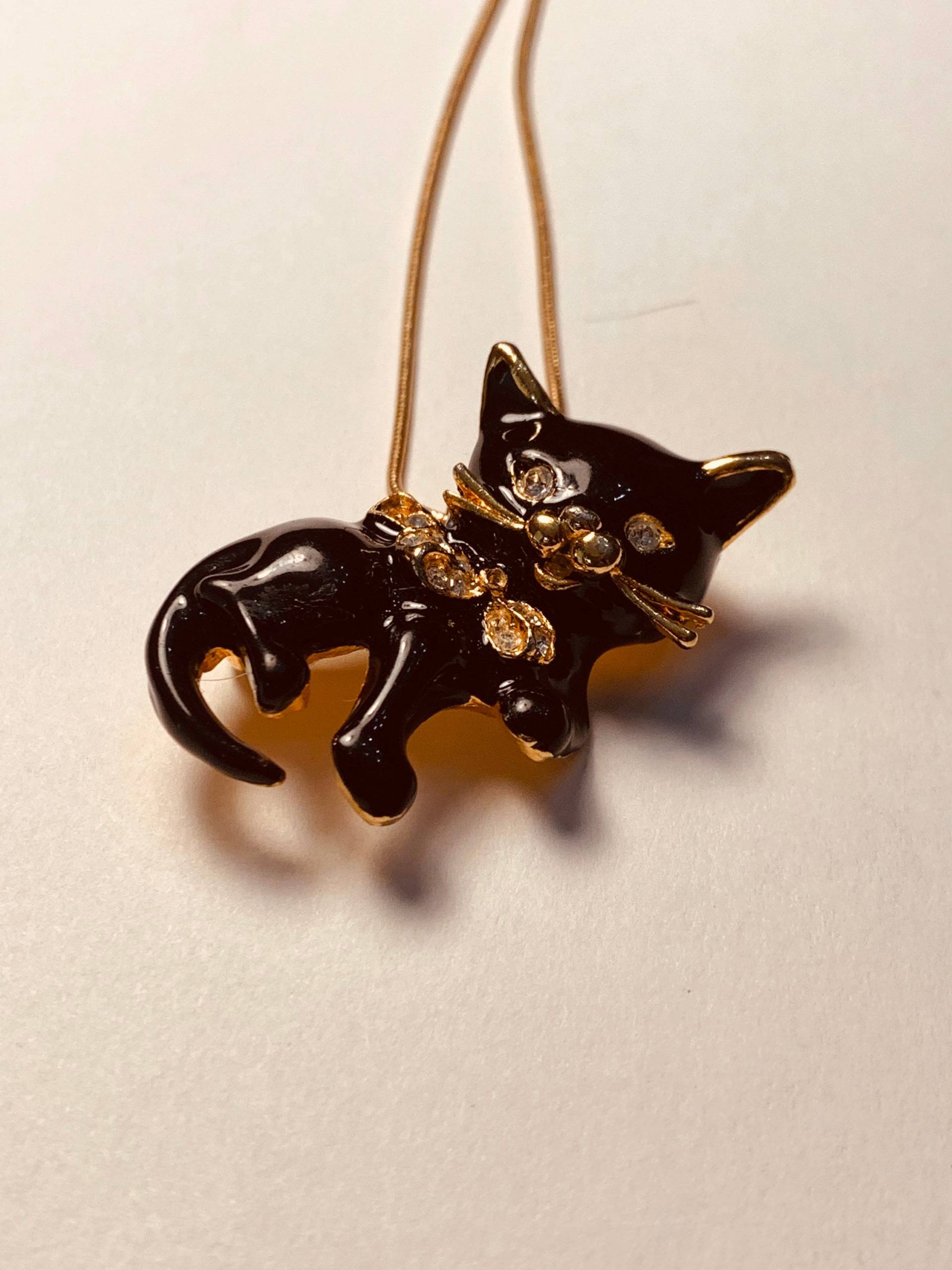 Vintage Katzen Brosche Gold Tone Katze Anstecknadel von JustBeadItByDrue