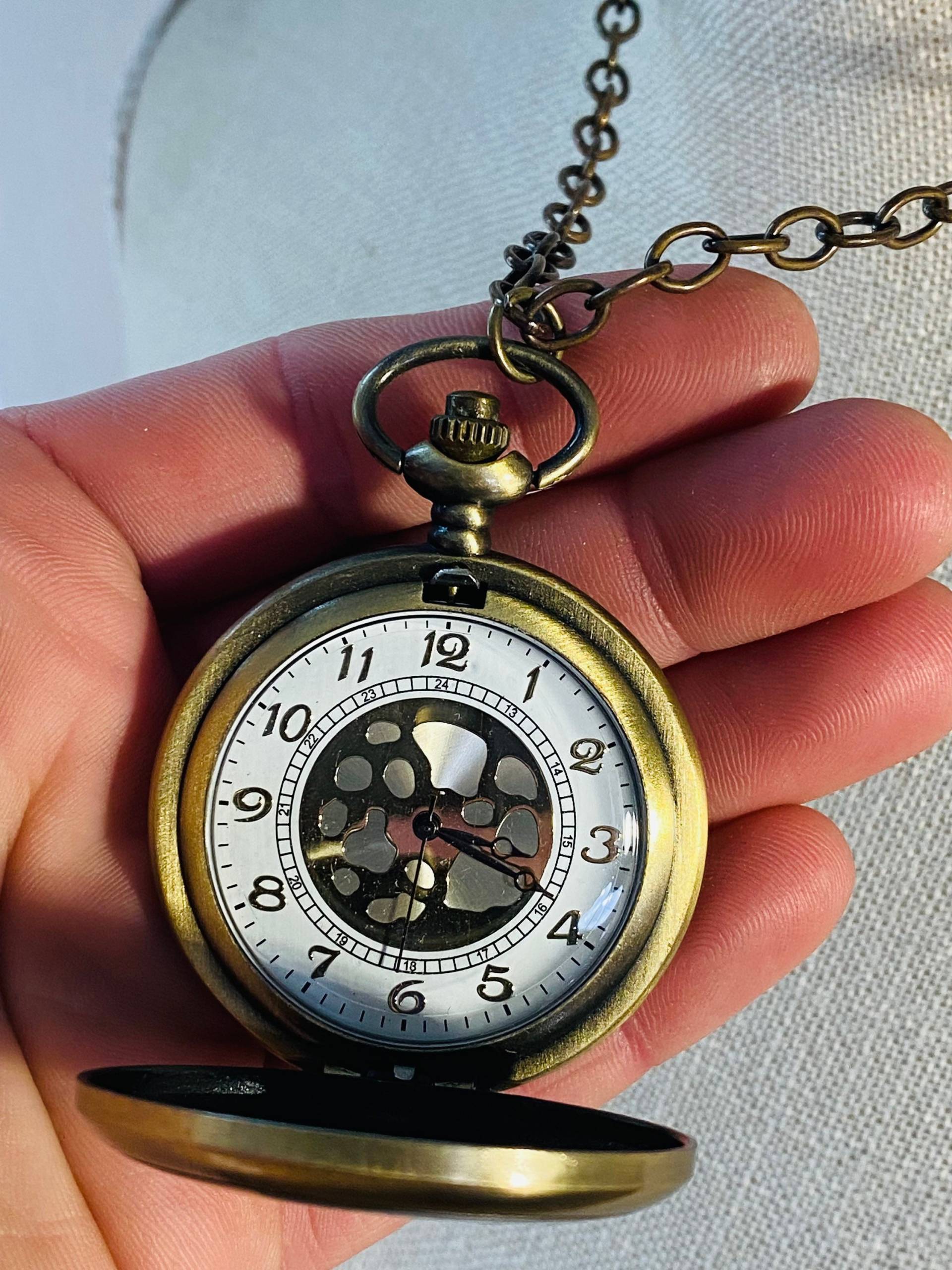 steampunk Taschenuhr Halskette - Zahnräder Große Gesichtsuhr von JustBeadItByDrue