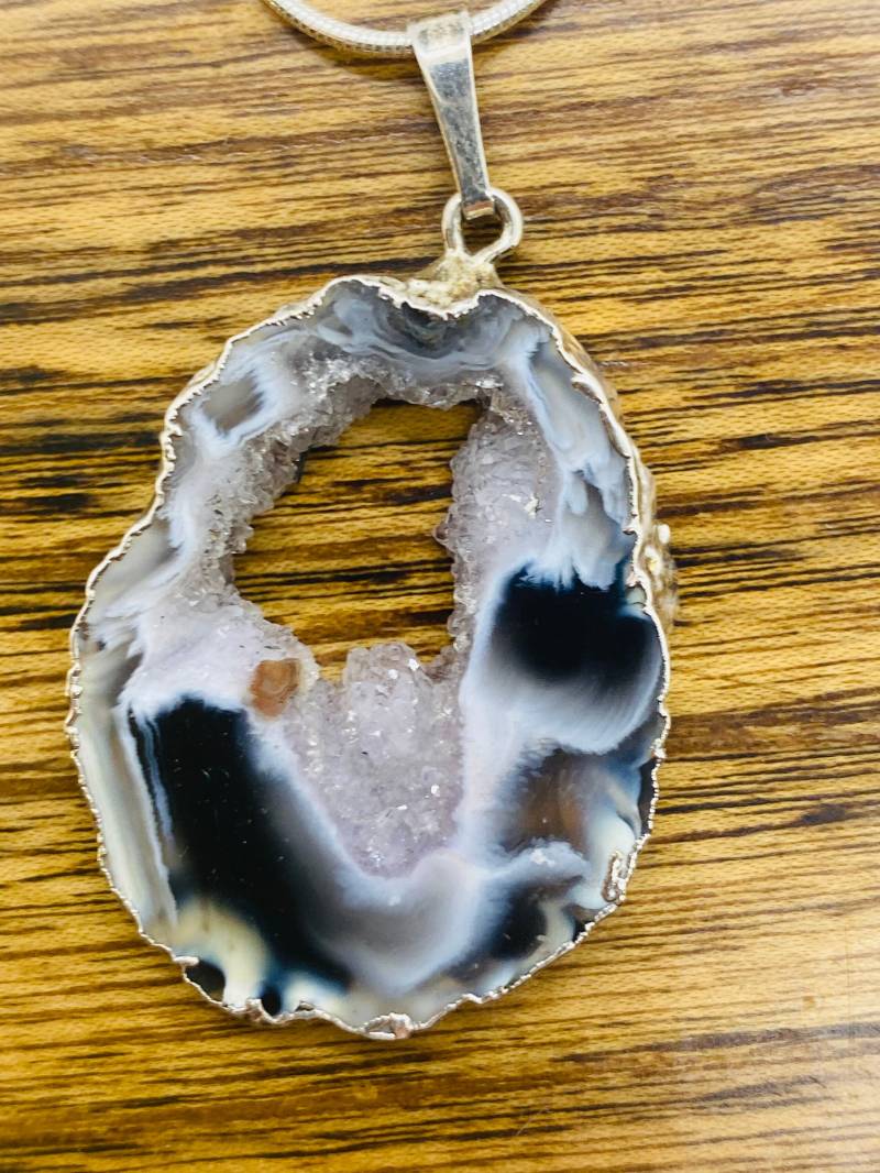 sterling Silber Druzy Quarz Halskette Rohe Kristallheilung von JustBeadItByDrue