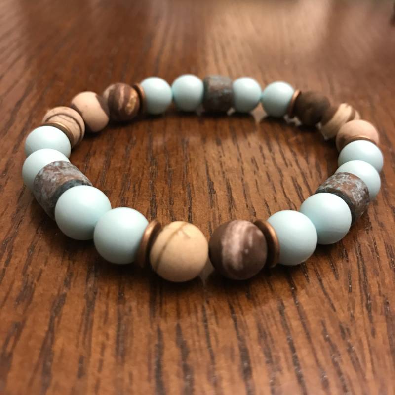 Türkis Und Zebra Jasper Matt Armband Türkis Und Zebra Jasper Matt Armband von JustBeeJewelryCo