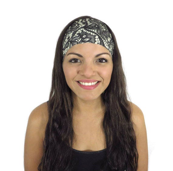 Grau Laufen Stirnband Workout Mode Frauen Turban No Slip Breite Yoga Fitness Spandex Boho S176 von JustBreatheAcc