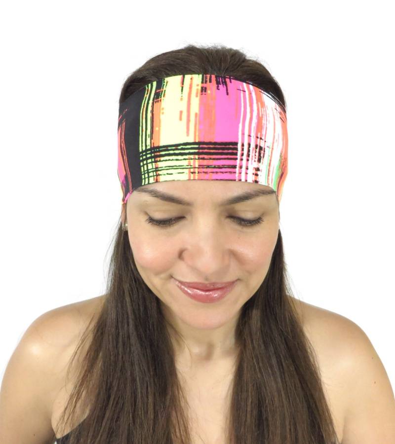 Neon Yoga Stirnband No Slip Frauen Turban Festival Hippie Workout Boho Headwrap Fitness Laufendes Breit S77 von JustBreatheAcc