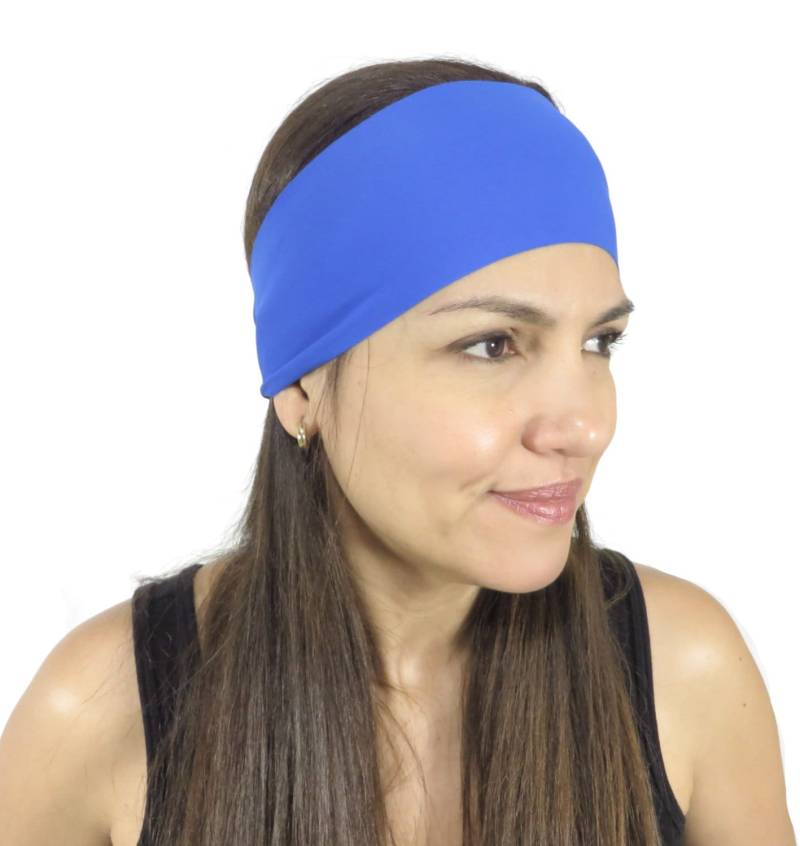 Workout Stirnband Yoga Royal Blau Fitness Breites Boho Haar Wrap Laufen Frauen Spandex Turban S22 von JustBreatheAcc
