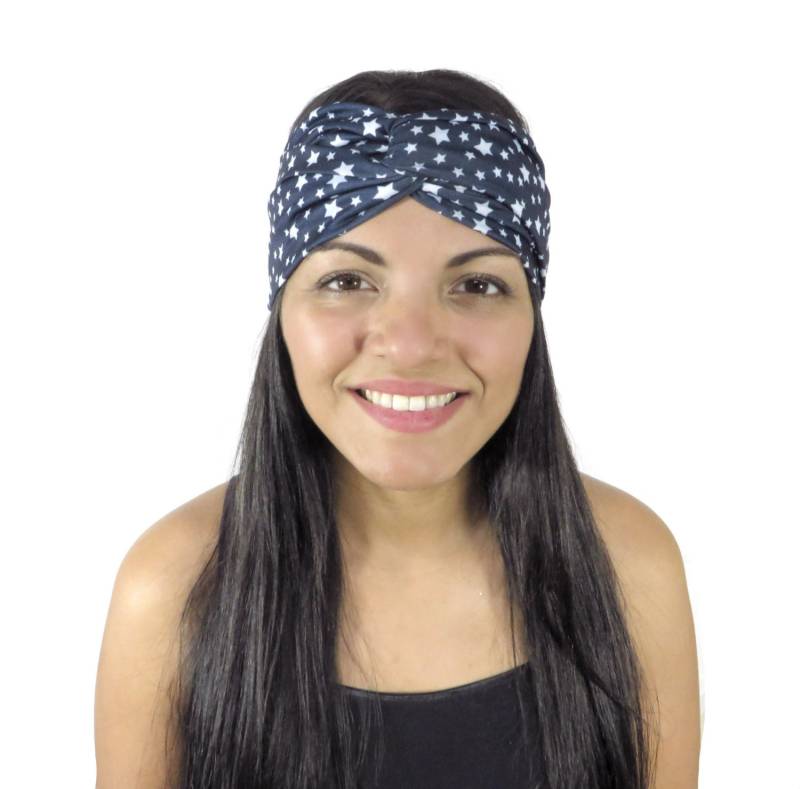 Yoga Stirnband Blau Sterne Twist Laufendes Breit Frauen Turban Boho Head Wrap Fitness Knoten von JustBreatheAcc