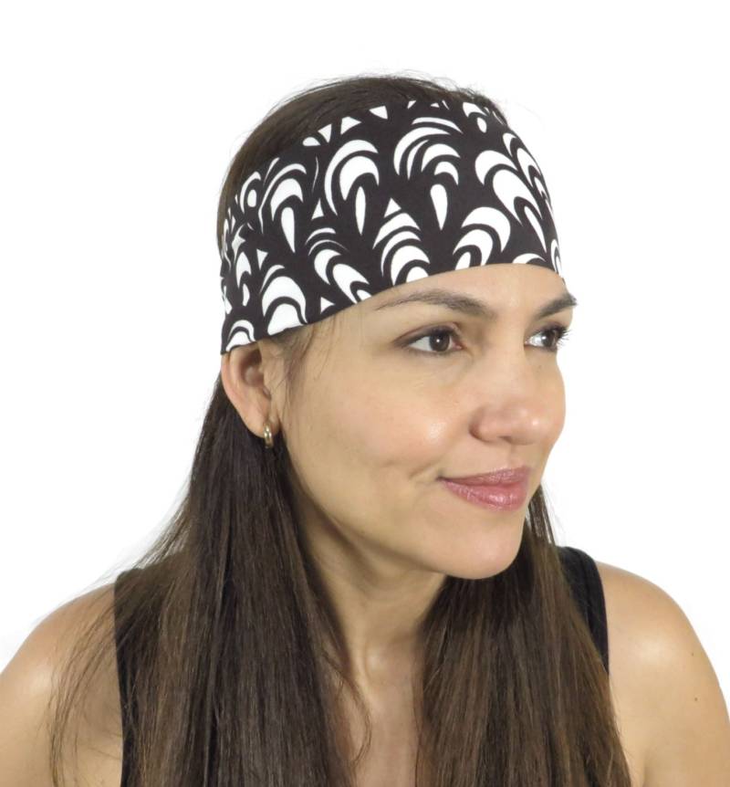 Yoga Stirnband Workout Rutschfeste Boho Haarwickel Lauf Fitness Spandex Braun Bedruckt Hairwrap Frauen Turban S23 von JustBreatheAcc