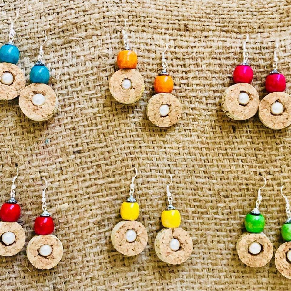 Weinkorken Ohrring | Boho Style Nachhaltiger Schmuck Indo Western von JustCrapp