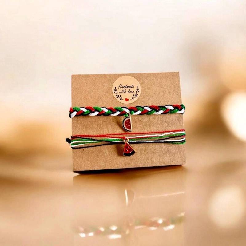 Freundschaftsarmbänder Wassermelone Armband Wasserfest Gewachster Faden Linhasita Garn von Jonellaa