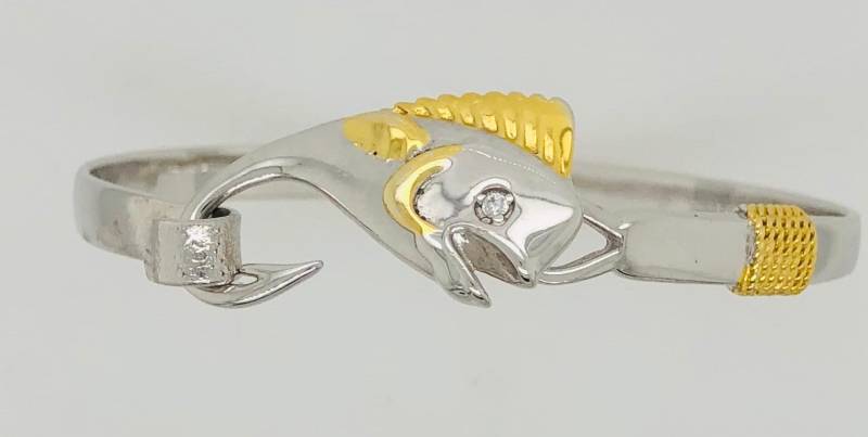 Mahi Fish Hook Bangle Armband Just Hookin', Abnehmbarer Anhänger, Massives Sterling 925 Mahi Fish Hook Bangle Armband Just Hookin', Abnehmbarer Anhänger, Massives Sterling 925 von JustHookinLLC