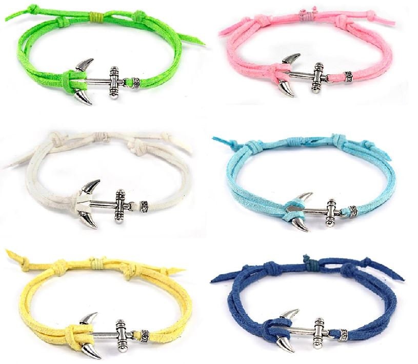 Diana - Pastell Neon Kunstleder Armband Mit Silber Anker Charm-Gelb Diana - Pastell Neon Kunstleder Armband Mit Silber Anker Charm-Gelb von JustJaxsJewellery