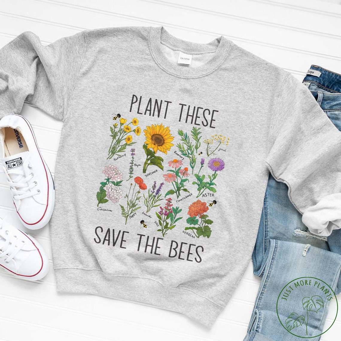 Garten Sweatshirt, Plant These Save The Bees Geschenk, Gartenliebhaber Geschenk, Geschenk von JustMorePlants