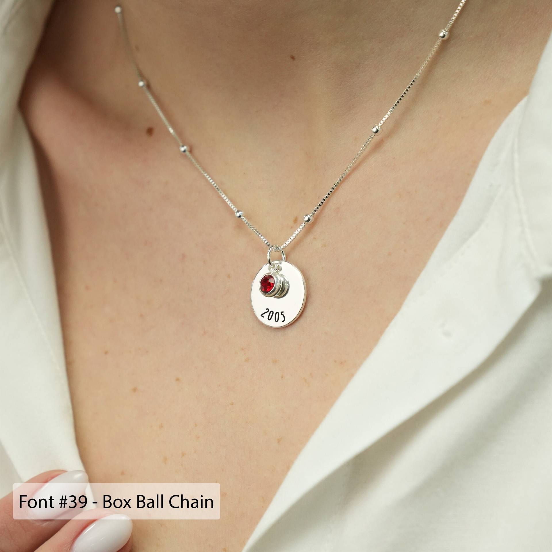 Geburtsjahr Halskette, Personalisierte Jahr Halskette Mit Birthstone, Geburtstag Für Mädchen, Geburtsdatum Benutzerdefinierte Geschenk von JustNameNecklace