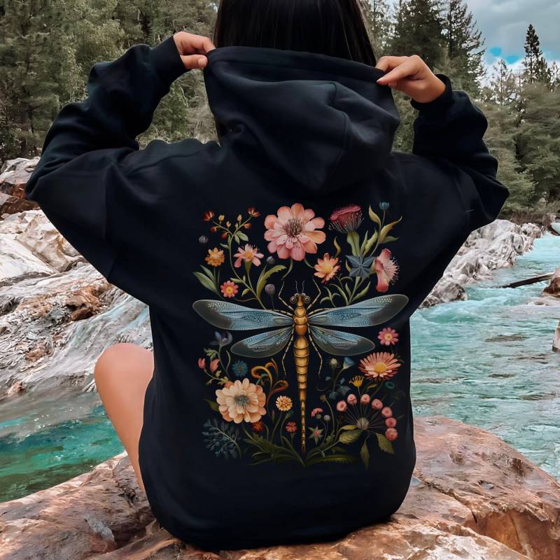 Dragonfly Flowers Organic Hoodie, Celestial Vintage Green Witch Hooded Sweater, Botanical Mystic Nature Sweatshirt, Unisex Gothic Kleidung Dragonfly Flowers Organic Hoodie, Celestial Vintage Green Witch Hooded Sweater, Botanical Mystic Nature Sweatshirt, Unisex Gothic Kleidung von JustNiceShirts