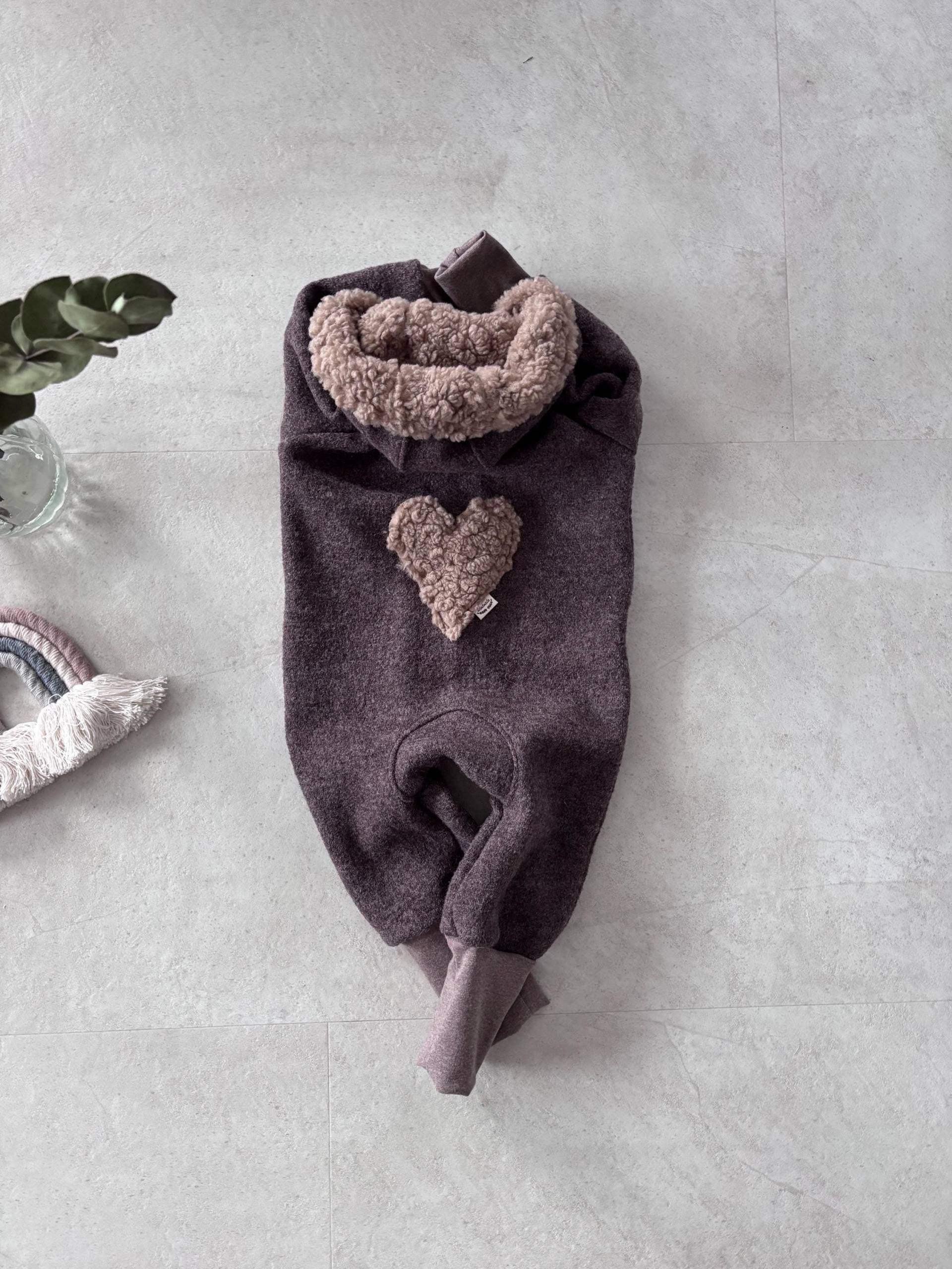 Walkoverall, Gr. 62/68 Braun Meliert, Teddyplüsch Walkanzug, 100% Schurwolle, Outdoor Wollwalk von JustPurebyjpatelier