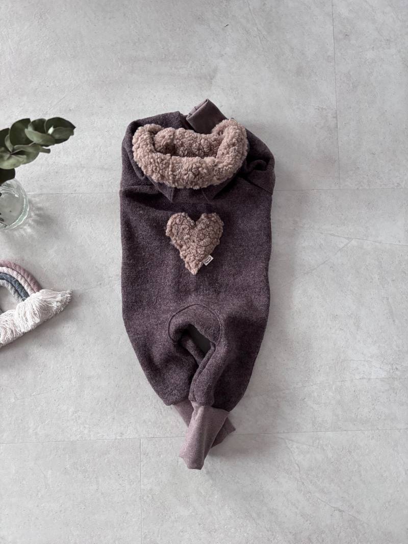 Walkoverall, Gr. 62/68 Braun Meliert, Teddyplüsch Walkanzug, 100% Schurwolle, Outdoor Wollwalk von JustPurebyjpatelier