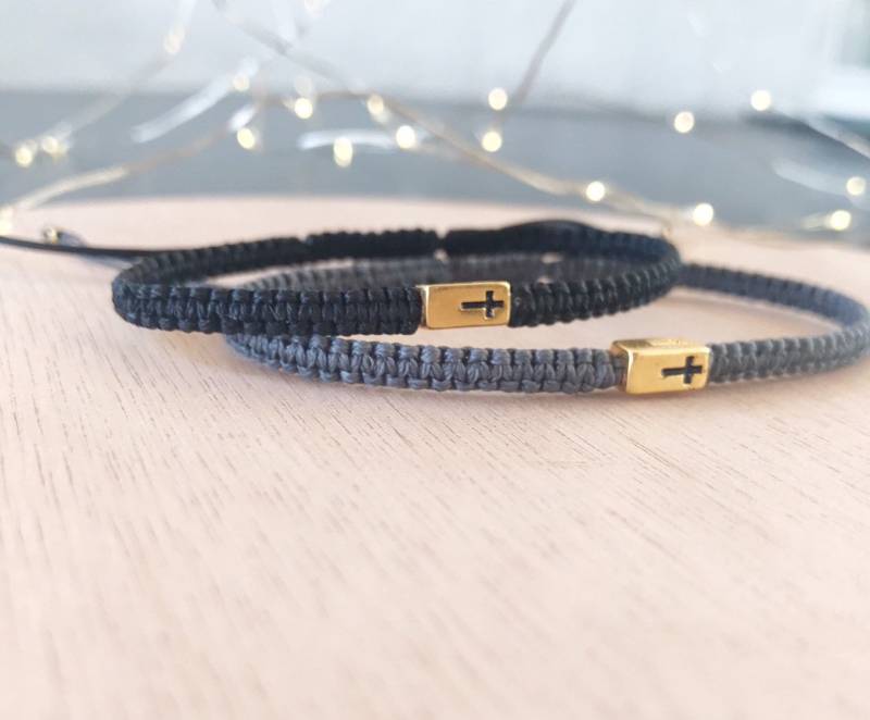 Silber Kreuz Armband Geflochtene Kordel Schwarz , Schutz Für Männer Frauen Silber Kreuz Armband Geflochtene Kordel Schwarz , Schutz Für Männer Frauen von JustSeedBeads