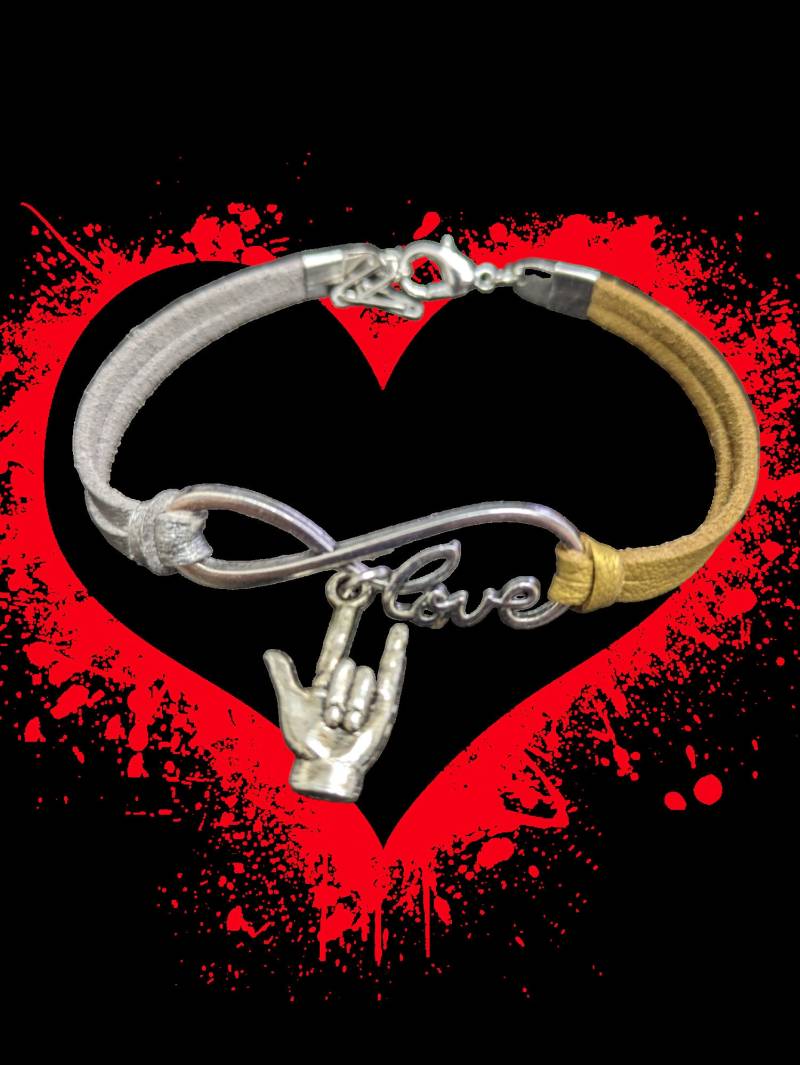 Tauben Bewusstsein Armband Wildlederimitat, Love & Gebärdensprache Anhänger Tauben Bewusstsein Armband Wildlederimitat, Love & Gebärdensprache Anhänger von JustSimplyk