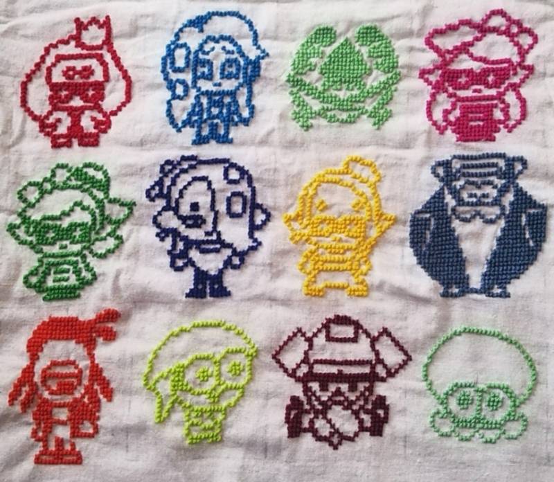 Splatoon 3 Side Order Sprites Kreuzstich Aufnäher von JustSomeNB