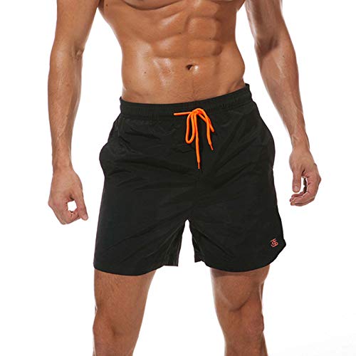 JustSun Badehose Herren Badeshorts Herren Kurz Schnelltrocknend Männer Schwimmhose Boardshorts Herren Beachshorts Swim Shorts Schwarz S von JustSun