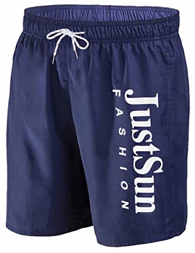 JustSun Badehose Herren Badeshorts Herren Lang Schnelltrocknend Männer Schwimmhose Boardshorts Strandshorts Herren Dunkelblau L von JustSun