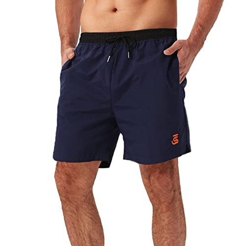 JustSun Badehose Herren Wasserabweisend Sommer Surf Badeshorts Schnelltrockend Schwimmhose mit Mesh-Futter und Taschen Blau X-Large von JustSun