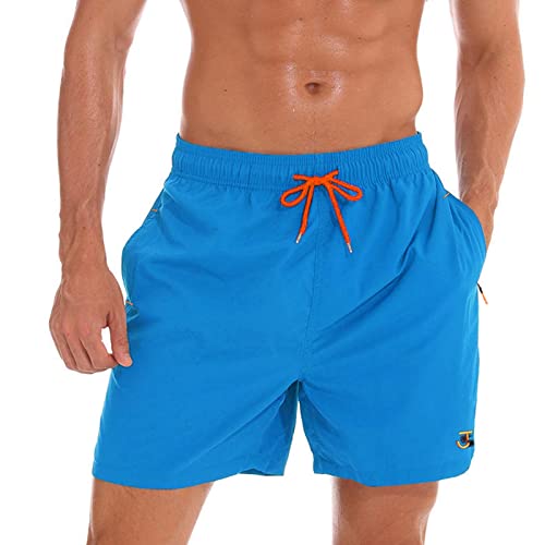 JustSun Badeshorts Herren Badehose Männer Schwimmhose Schnelltrocknend Boardshorts Strandshorts Beachshorts mit Reissverschlusstasche Navyblau L von JustSun