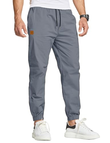 JustSun Chino Hosen Herren Baumwolle Freizeithose Herren Jogginghose Herren Trainingshose Sporthose Männer Lang mit Kordelzug Casual Hose mit Taschen Denim Blau M von JustSun