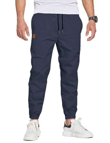 JustSun Chino Hosen Herren Baumwolle Freizeithose Herren Jogginghose Herren Trainingshose Sporthose Männer Lang mit Kordelzug Casual Hose mit Taschen Blau XXL von JustSun