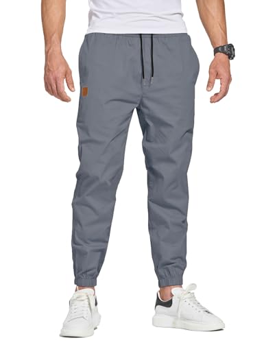 JustSun Chino Hosen Herren Baumwolle Freizeithose Herren Jogginghose Herren Trainingshose Sporthose Männer Lang mit Kordelzug Casual Hose mit Taschen Denim Blau 3XL von JustSun