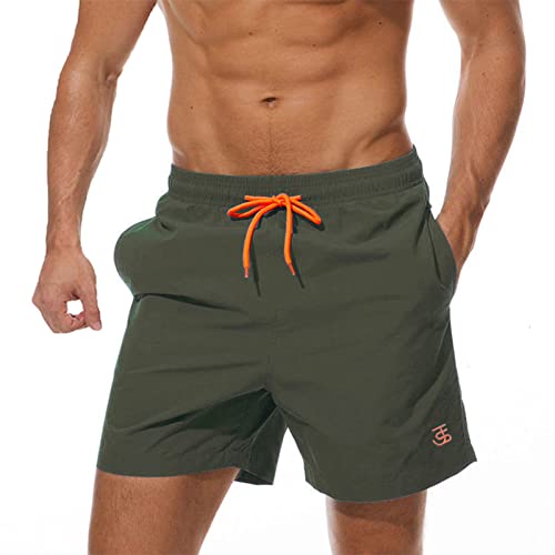 JustSun Herren Badehose Männer Badeshorts Herren Kurz Schnelltrocknend Schwimmhose Boardshorts Strandshorts Herren Beachshorts Armeegrün XL von JustSun