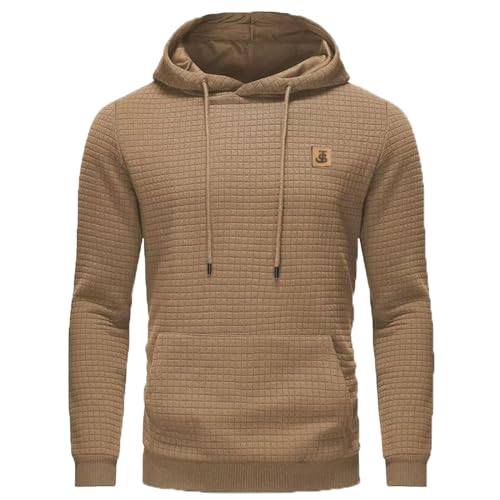 JustSun Hoodie Herren Pullover Kapuzenpullover Herren Jacquard Hoody mit Kapuze Khaki 2XL von JustSun