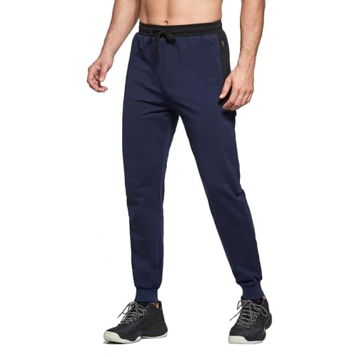 JustSun Jogginghose Herren Baumwolle Trainingshose Männer Sporthose Herren Lang Freizeithose Herren Blau L von JustSun