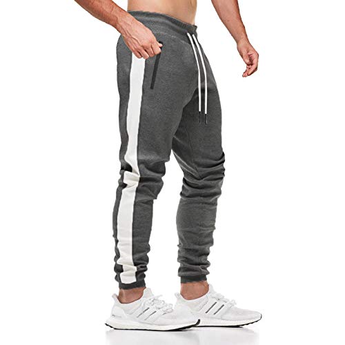 JustSun Jogginghose Herren Baumwolle Trainingshose Männer Sporthose Herren Lang Jogging-Hose Herren Sweathose Hosen Gym Fitness Trackpants Sweatpants Grau L von JustSun