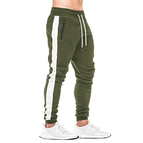 JustSun Jogginghose Herren Baumwolle Trainingshose Männer Sporthose Herren Lang Joggers Jogging-Hose Herren Sweathose Hosen Fitness Trackpants Sweatpants Herren Grün 3XL von JustSun