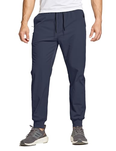 JustSun Jogginghose Herren Trainingshose Sporthose Herren Lang Laufhose Freizeithose Männer mit Reißverschlusstaschen Leichte Schnelltrocknend Atmungsaktiv Blau 3XL von JustSun