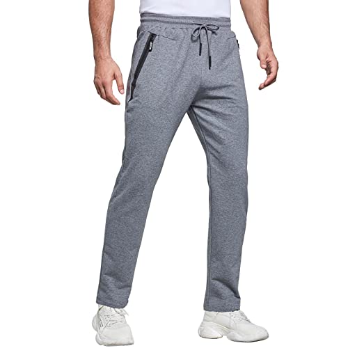 JustSun Jogginghose Herren Trainingshose Männer Sporthose Herren Lang Baumwolle Fitness Hosen Herren Reissverschluss Taschen Grau 3XL von JustSun