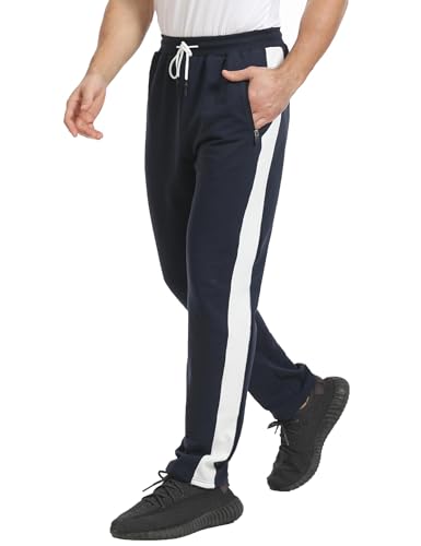 JustSun Jogginghose Herren Trainingshose Sporthose Herren Lang Baumwolle Freizeithose Herren Jogger Reissverschluss Taschen Blau 2XL von JustSun