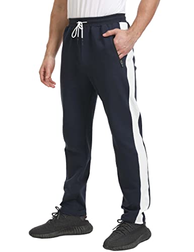 JustSun Jogginghose Herren Trainingshose Sporthose Herren Lang Baumwolle Freizeithose Herren Jogger Reissverschluss Taschen Blau S von JustSun