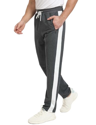 JustSun Jogginghose Herren Trainingshose Sporthose Herren Lang Baumwolle Freizeithose Herren Jogger Reissverschluss Taschen Dunkelgrau L von JustSun