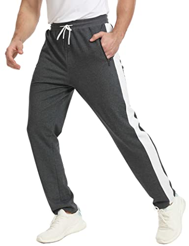 JustSun Jogginghose Herren Trainingshose Sporthose Herren Lang Baumwolle Freizeithose Herren Jogger Reissverschluss Taschen Dunkelgrau L von JustSun
