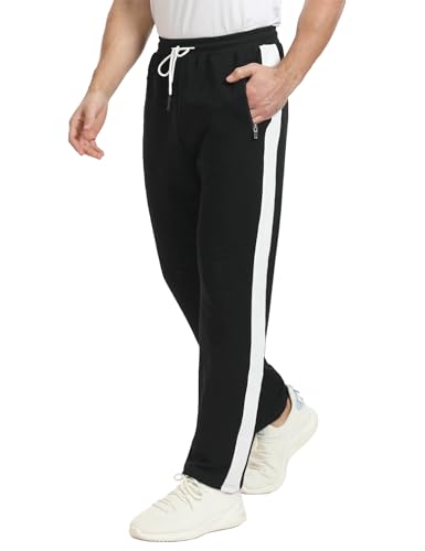 JustSun Jogginghose Herren Trainingshose Sporthose Herren Lang Baumwolle Freizeithose Herren Jogger Reissverschluss Taschen Schwarz 2XL von JustSun