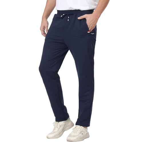 JustSun Jogginghose Herren Trainingshose Sporthose Herren Lang Freizeithose Baumwolle mit Reissverschluss Taschen Blau S von JustSun